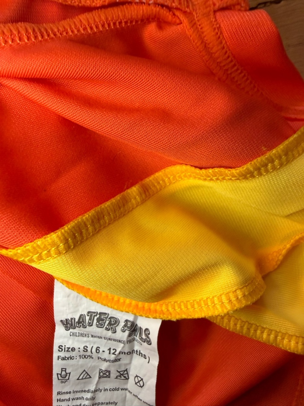 Water Pals Baby One Piece Swimsuit | Red & Yellow | Size 6-12 Months - Picture 3 of 3